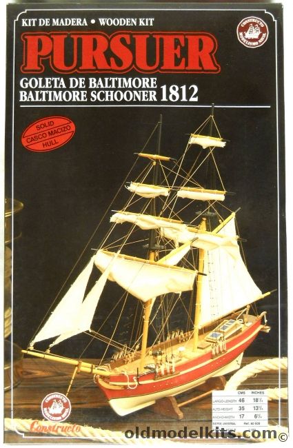 Constructo 1/100 Pursuer Baltimore Schooner 1812 - 18.25 Inch Long Wooden Ship, 80608 plastic model kit