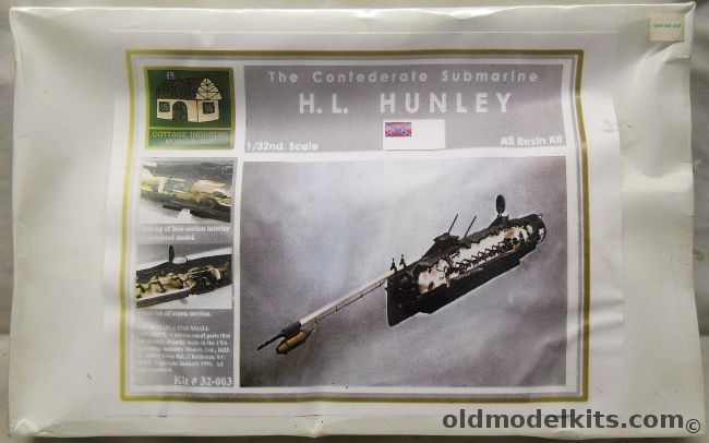 Cottage Industry Models Ltd 1/32 H L Hunley Confederate Submarine - Full Hull Or Cutaway With Full Interior, 32-003 plastic model kit