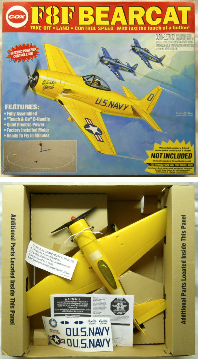 Cox F8F Bearcat - Beetle Bomb - Electric Powered U-Control Flying Aircraft - NOS, 9501 plastic model kit