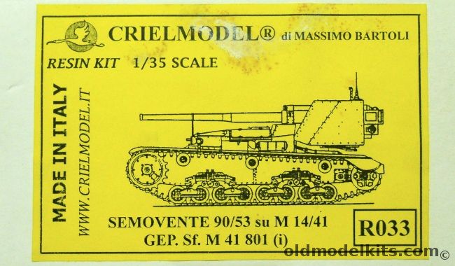 Crielmodel 1/35 Semovente 90/53 su M14/41 Gep. Sf.M 41 801 (i) - Italian Self-Propelled Gun Semovente Controcarri Ansaldo-SPA DA 90/53 STUG 90/53 801 (i), RO33 plastic model kit