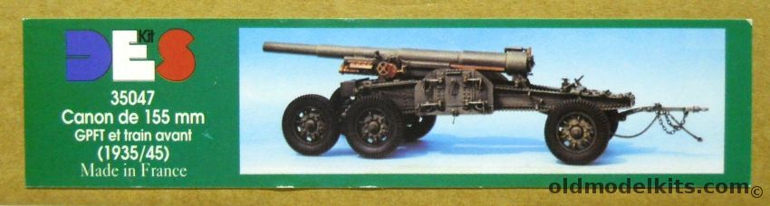DES 1/35 French 155mm Cannon - Artillery / Field Gun - Canon de 155mmGPFT Et Train Avant 1935-1945, 35047 plastic model kit