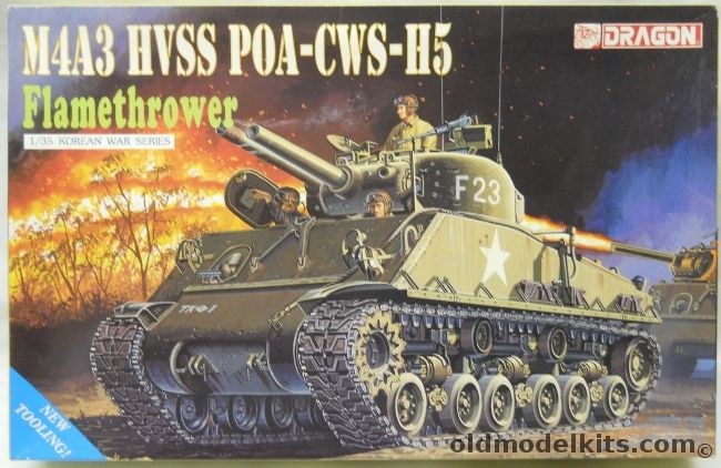 Dragon 1/35 M4A3 HVSS POA-CWS-H5 Flamethrower - Korean War Sherman - New Tooling, 6807 plastic model kit