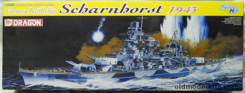 Dragon 1/350 Scharnhorst German Battlecruiser 1945 - With Nautilus Models Wood Deck And Cyber-Hobby PE Upgrade Railings Set, 1040 plastic model kit