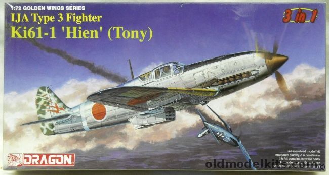 Dragon 1/72 Ki-61 1 Type 3 Fighter Hei Hien Tony - 3 In 1 - Ki61-1-KOH 37th Training Sq 1944 / Ki61-1 OTSU 2nd Chutai 68 Sentai 1944 / Ki61-1 Hei 2nd Chutai 39th Sentai 1944 / HEI Of 244th Sentai / HEI of HQ Chutai 244th '45 / HEI of 56th Sentai '45, 5028 plastic model kit