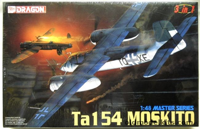 Dragon 1/48 Ta-154 Moskito - Ta-154A-0 / Ta-154V-1 / Ta-154V-33 In 1 Issue, 5522 plastic model kit