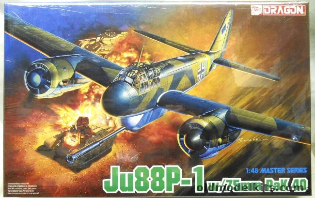 Dragon 1/48 Junkers Ju-88 P-1 With 75mm PaK 40 - Master Series - (Ju88P1), 5543 plastic model kit