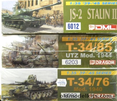 DML 1/35 JS-2 Stalin II / T-34 /85 UTZ Model 1944 / T-34 /76 Model 1940, 6012 plastic model kit