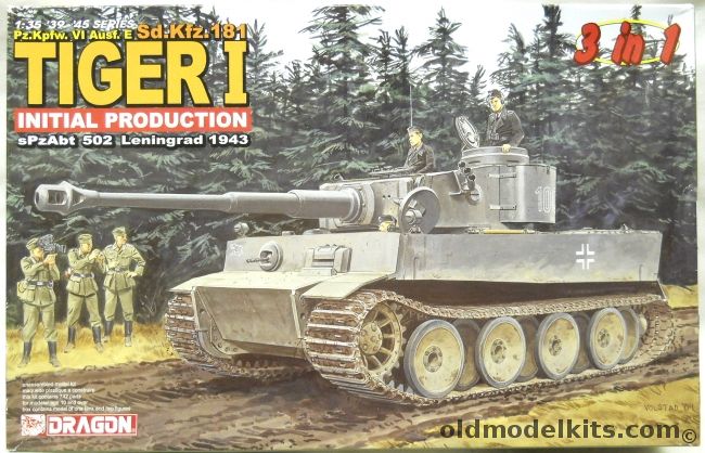 Dragon 1/35 Tiger I Initial Production - Lenningrad 1943 - Pz.Kpfw.VI Ausf.E Sd.Kfz.182 - 3 In 1, 6252 plastic model kit