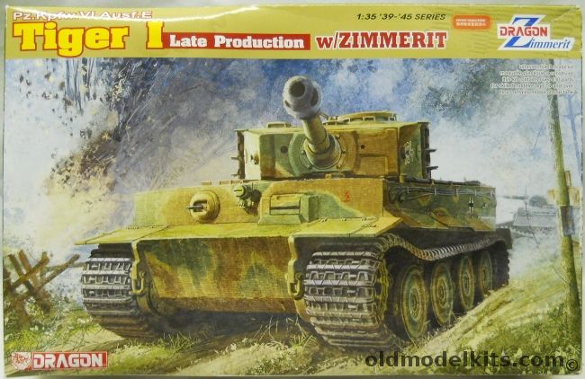 Dragon 1/35 Tiger I Late Production With Zimmerit - Pz.Kpfw.VI Ausf. E, 6383 plastic model kit