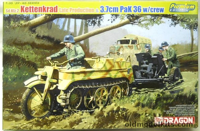 Dragon 1/35 Sd.Kfz.2 Kleines Kettenkrad Late Production With 3.7cm Pak 36 And Crew - Premium Edition, 6446 plastic model kit
