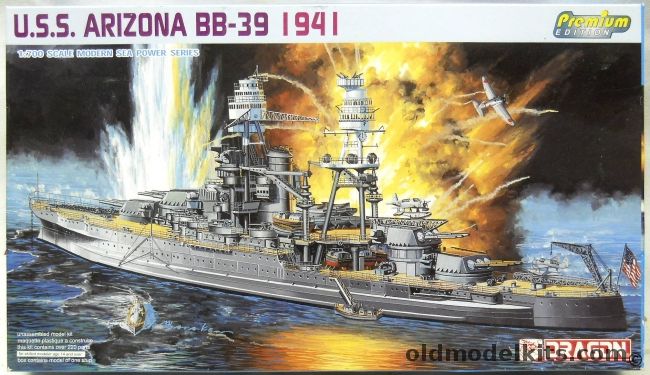 Dragon 1/700 USS Arizona BB-39 1941 Premium Edition - With Brass Barrles & 2 Frets Photoetched Details + Tom's Modelworks Arizona Details, 7053 plastic model kit