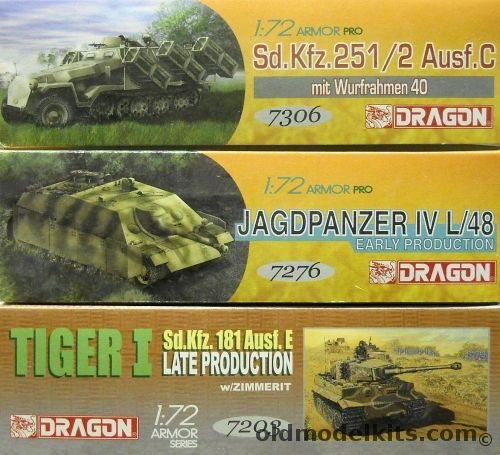 Dragon 1/72 Sd.Kfz.251/2 Ausf C With Wurfrhmen 40 / Jagdpanzer IV L/48 Early / Tiger I Late Production, 7306 plastic model kit