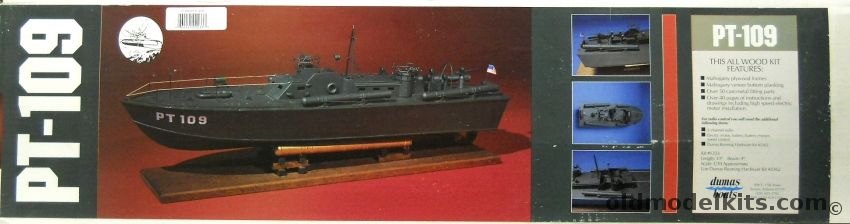 Dumas 1/30 PT-109 - Elco 80 Foot PT Boat J.F. Kennedy - 33 Inch Long Wood And Metal Ship Model, 1233 plastic model kit