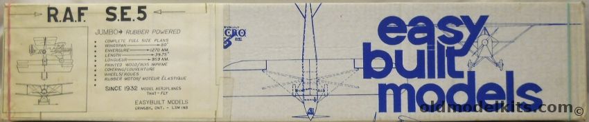 Easy Built Models SE-5A Scout - 50 Inch Wingspan - (SE5A), FF-59 plastic model kit