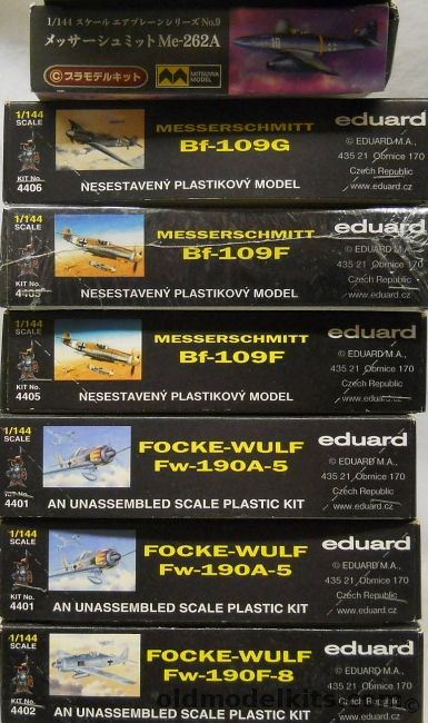 Eduard 1/144 Bf-109G / TWO Bf-109F / TWO FW-190A-5 / FW-190A-8 / Mitsuwa Me-262A, 4406 plastic model kit
