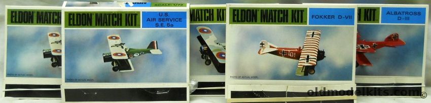 Eldon 1/72 TWO SE-5A Scouts / US Air Service Spad XIII / Fokker D-VII / Albatross D-III - Matchbook'Kit plastic model kit