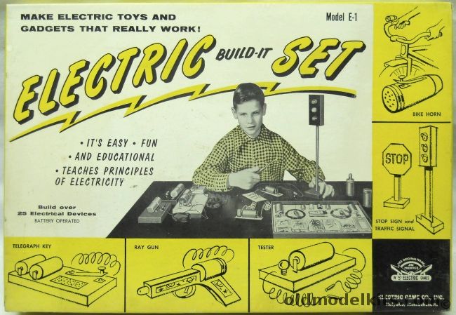 Electric Game Company 1/1 Electric Build-It-Set - Bike Horn / Stop Sign And Traffic Signal / Telegraph Key / Ray Gun / Tester And More - Jim Prentice, E-1 plastic model kit