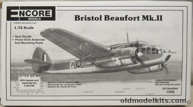 Encore 1/72 Bristol Beaufort Mk.II - RAF 86 Sq / SAAF South Africa 16 Sq / Turkish Air Force, 1009 plastic model kit