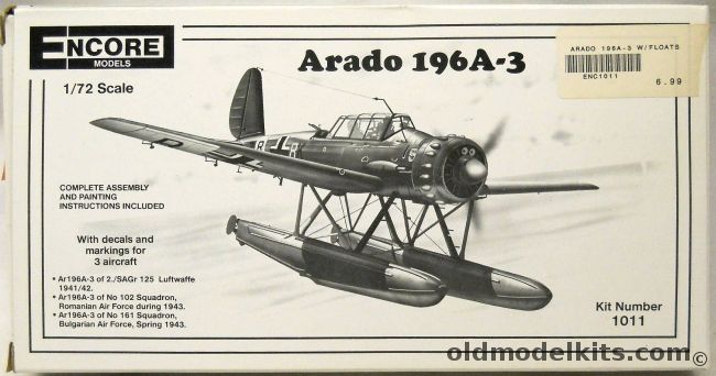 Encore 1/72 TWO Arado Ar-196 A-3  - Luftwaffe / Romania / Bulgarian Air Forces, 1011 plastic model kit