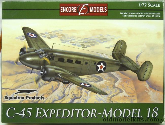 Encore 1/72 C-45 Expeditor Model 18 - USAAF 1941 / Australia VH-FIE Civil / USA Air Ambulance N115MF / Civil N44025 / Civil N45045 - Plus SuperScale Decals - (Beech 18 / D-18 / UC-45J), 72102 plastic model kit