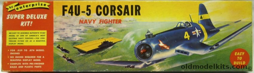 Enterprise F4U-5 Corsair - Static Or .039 to .074 Gas Engine Flying Model - 17.5 Inch Wingspan, 147-125 plastic model kit