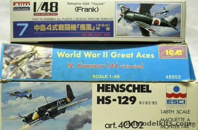 ESCI 1/48 Henschel HS-129 And Arii Nakajima Ki-84 Hayate Frank And ICM Mig-3 With Soviet Pilots And Ground Personnel - The Aircraft Of N. Krasnov With 44 Victories, 4002 plastic model kit