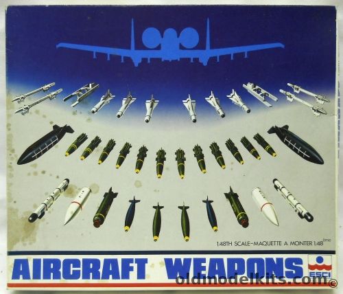 ESCI 1/48 Modern Aircraft 1/48 Weapons - ALQ-119A ECM / Mk.82 Low Drag Bombs / LAU-3A Rocket Pods / Mk.82 Snakeye HD Bombs / Drop Tanks / AGM-65 Maverick Missiles / Mk.20/Mod.2 Rockeye Cluster Bombs / Ejector Racks, 4015 plastic model kit