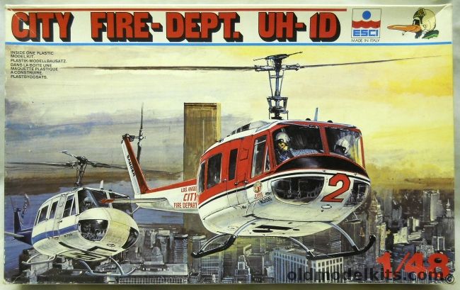 ESCI 1/48 City Fire Department UH-1D - Los Angeles Police / Los Angeles Fire Deparment, 4057 plastic model kit