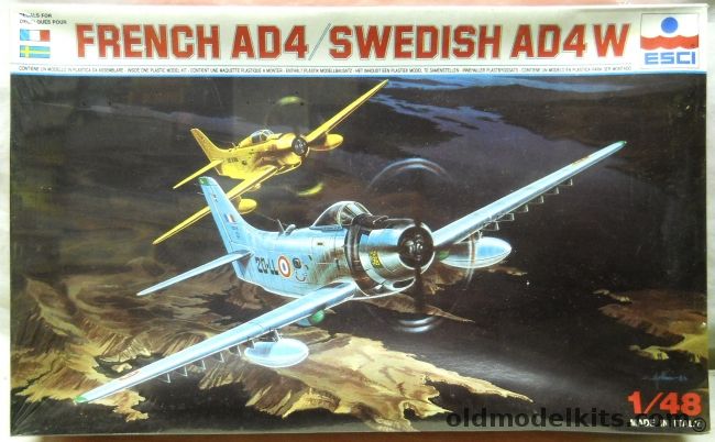ESCI 1/48 French AD-4 or Swedish AD-4W Skyraider, 4076 plastic model kit
