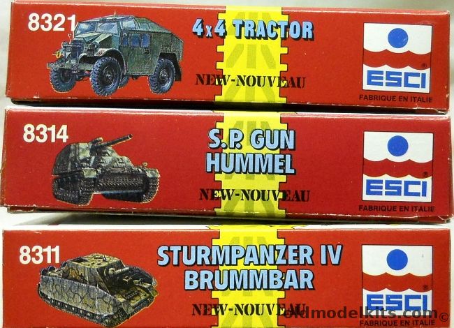 ESCI 1/72 TWO Morris Quad 4x4 Tractors / TWO Hummel SP Gun / TWO Sturmpanzer IV Brumbar, 8321 plastic model kit