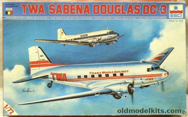 ESCI 1/72 Douglas DC-3 - TWA / Sabena, 9014 plastic model kit