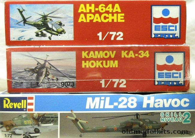 ESCI 1/72 AH-64A Apache / Kamov KA-34 Hokum / Revell Mil-28 