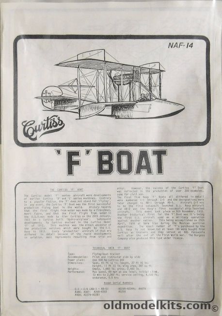 Esoteric 1/72 Curtiss F Boat - Bagged, NAF-14 plastic model kit