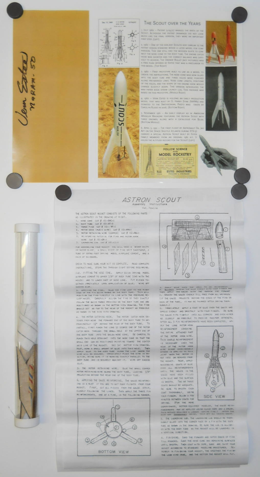 Estes Astron Scout - Gift From Vern And Glenda Estes And Signed - Reproduction Of The First Scout Kit plastic model kit