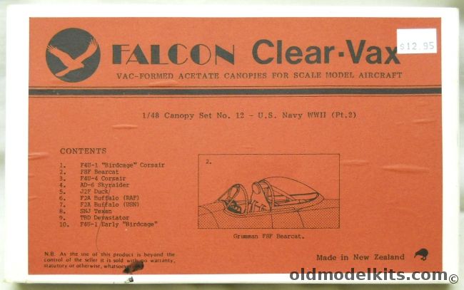 Falcon 1/48 Clear-Vax 1/48 Upgrade Canopies - F4U-1 Birdcage / F8F / F4U-4 / AD-6 / J2F Duck / F2A Buffalo RAF / F2A USN / SNJ Texan / TBD Devestator / F4U-1 Early Birdcage, 12 plastic model kit