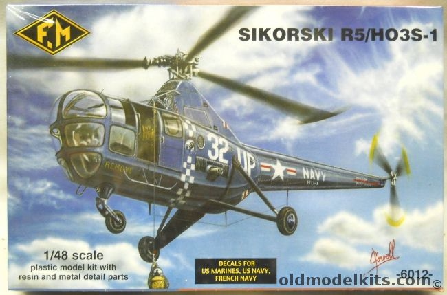 FM 1/48 Sikorsky R-5 / HO3S-1 - Flotille 58S French Carrier Arromanches Indochina 1953/54 / US Navy Hu-1 Unit 14 USS Bataan 1952 / Marines MAMS33 Japan Sea 1950/53, 6012 plastic model kit