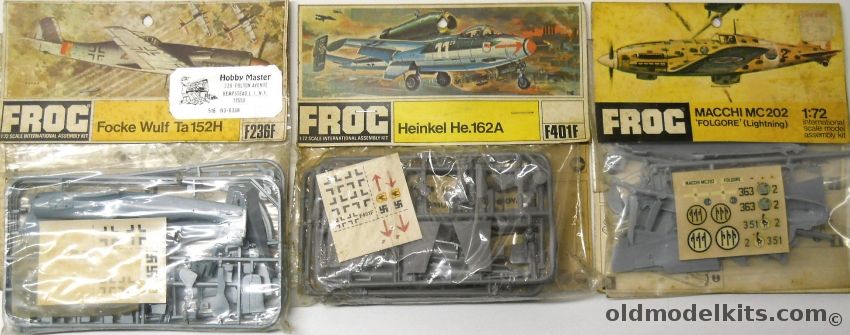 Frog 1/72 Focke Wulf Ta-152 / Heinkel He-162A / Macchi Mc-202 Folgore Lightning - Bagged, F236F plastic model kit