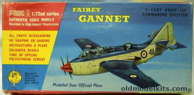 Frog 1/72 Fairey Gannet - 3-Seat Prop-Jet Submarine Spotter, F331 plastic model kit