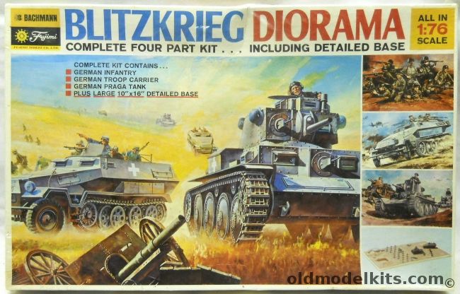 Fujimi 1/76 Blitzkrieg Diorama - With Base / German Infantry / German Troop Carrier / German Praga Tank And More, 0882 plastic model kit