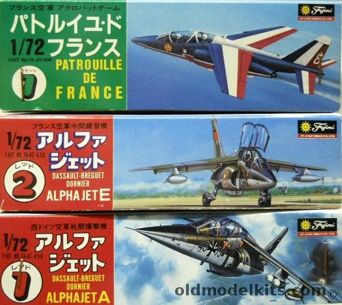 Fujimi 1/72 Four Alpha Jets /Alpha Jet E Patrouille De France / Alpha Jet E / TWO Alpha Jet A, 7A-B1 plastic model kit