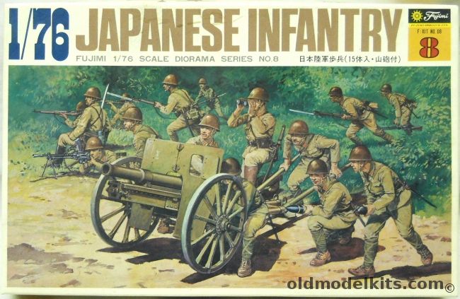 Fujimi 1/76 TWO Japanese Infantry With Field Gun - Diorama Series No.8, D8-200 plastic model kit