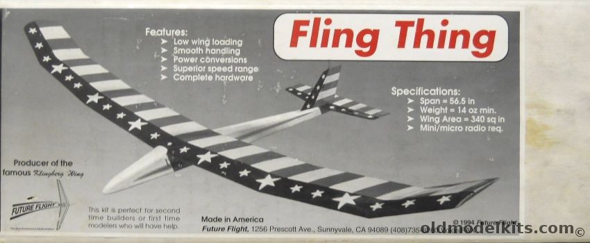 Future Flight Fling Thing Glider - 56.5 Inch Wingspan R/C Flying Model, FFT-FTH07 plastic model kit