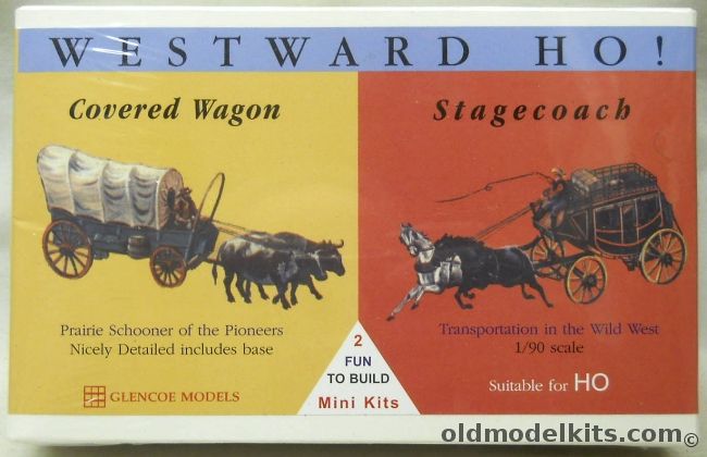 Glencoe 1/90 Westward Ho Covered Wagon And Stagecoach - Near HO Scale, 03601 plastic model kit
