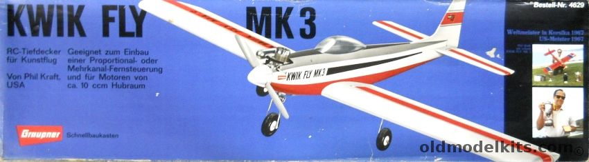 Graupner Kwik Fly Mk3 - 59.5 Inch Wingspan Scale RC Airplane - Designed By Phil Kraft - Kwik Fli, 4629 plastic model kit