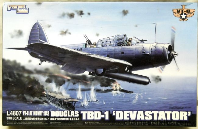 Great Wall 1/48 Douglas TBD-1 Devastator - VT-8 USS Hornet At Midway 1942, L4807 plastic model kit