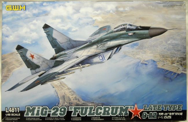 Great Wall 1/48 Mig-29 Fulcrum - Late Type - Russian Air Force (4 Different Aircraft) / Syrian Air Force, L4811 plastic model kit