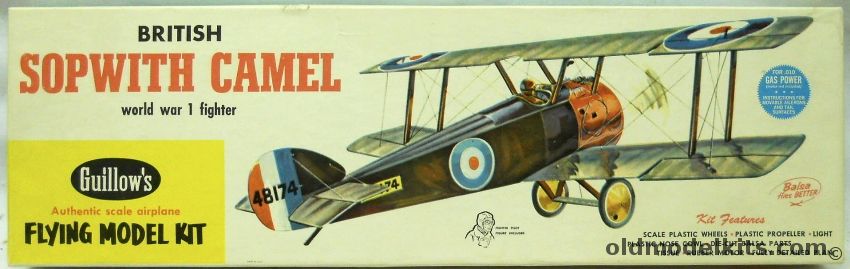 Guillows Sopwith Camel - 18 Inch Wingspan Rubber Or .010 Gas Powered Freeflight Aircraft, 105 plastic model kit