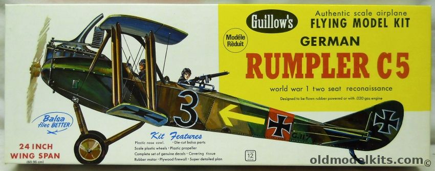Guillows Rumpler C5 - (C-V) 24 inch Wingspan RC/Gas/Rubber Kit, 206 plastic model kit