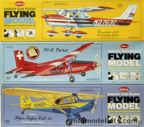 Guillows Piper Super Cub 95 And PC-6 Porter And Cessna 150 - 24 to 26 Inch Wingspan Flying Aircraft, 303 plastic model kit