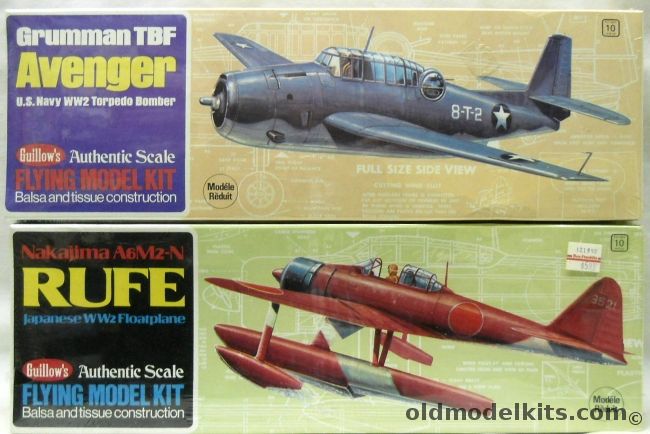 Guillows Grumman TBF Avenger 16.5 Inch Wingspan  And Nakajima A6M2-N Rufe 16 inch Wingspan - Flying Balsa Wood Aircraft, 509 plastic model kit